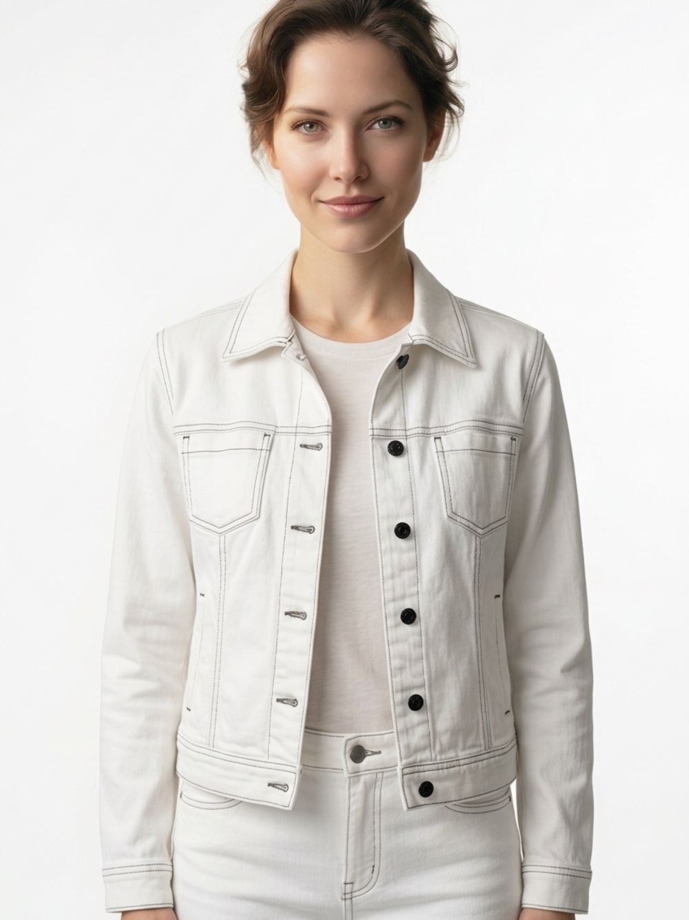 J. JILL | White Denim Jacket Classic Lightweight Trucker Women’s Size Small